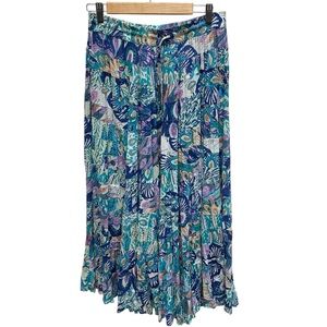 Silver stream colorful peacock paisley broomstick skirt boho witchy one size